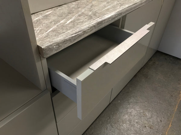 NEW LIGHT GREY MATT DISPLAY KITCHEN with Light Grey matching textured units