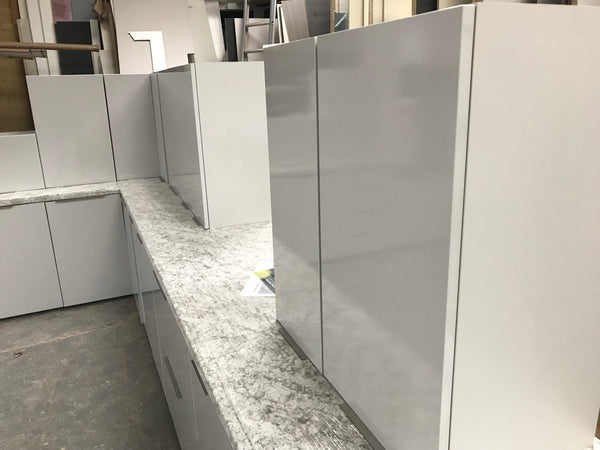 NEW LIGHT GREY MATT DISPLAY KITCHEN with Light Grey matching textured units