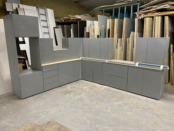 NEW DUST GREY MATT DISPLAY KITCHEN with Dust Grey matching textured units