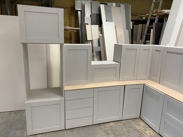 NEW LIGHT GREY SMOOTH SHAKER DISPLAY KITCHEN with Light Grey matching units