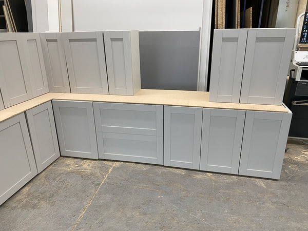 NEW LIGHT GREY SMOOTH SHAKER DISPLAY KITCHEN with Light Grey matching units