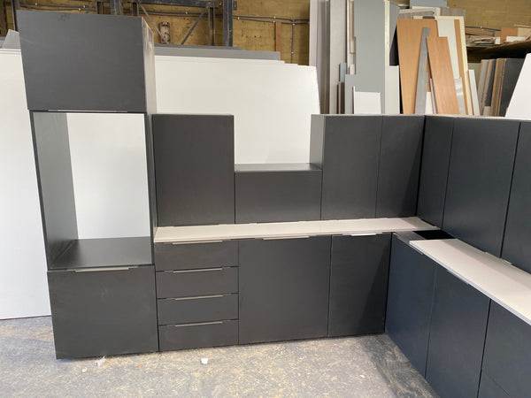 Graphite Budget Matt Textured Replacement Kitchen Slab Doors – UK – Made-To-Measure!
