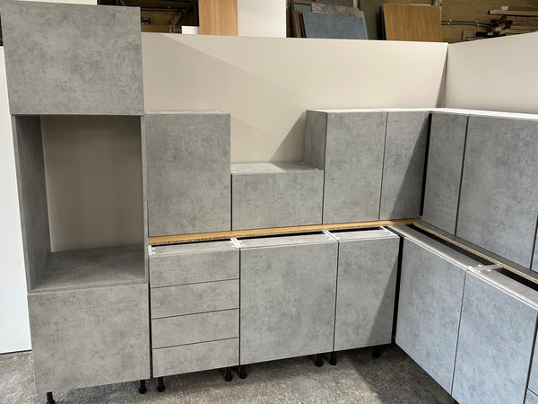 NEW "True Handleless" Premierline Ex-Display Kitchen In LIGHT CHICAGO CONCRETE Door!