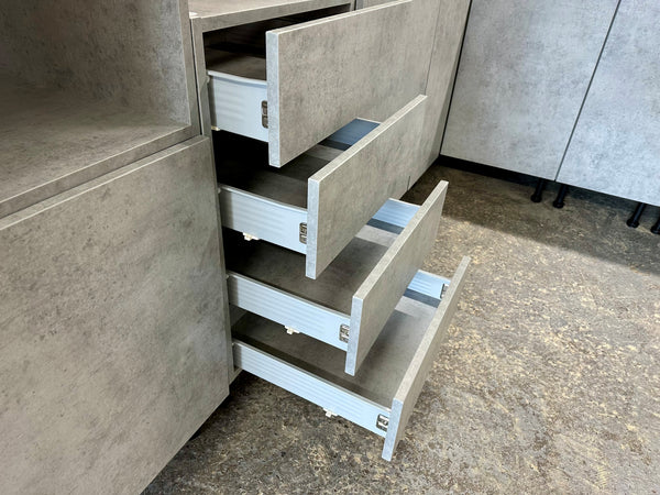 NEW "True Handleless" Premierline Ex-Display Kitchen In LIGHT CHICAGO CONCRETE Door!