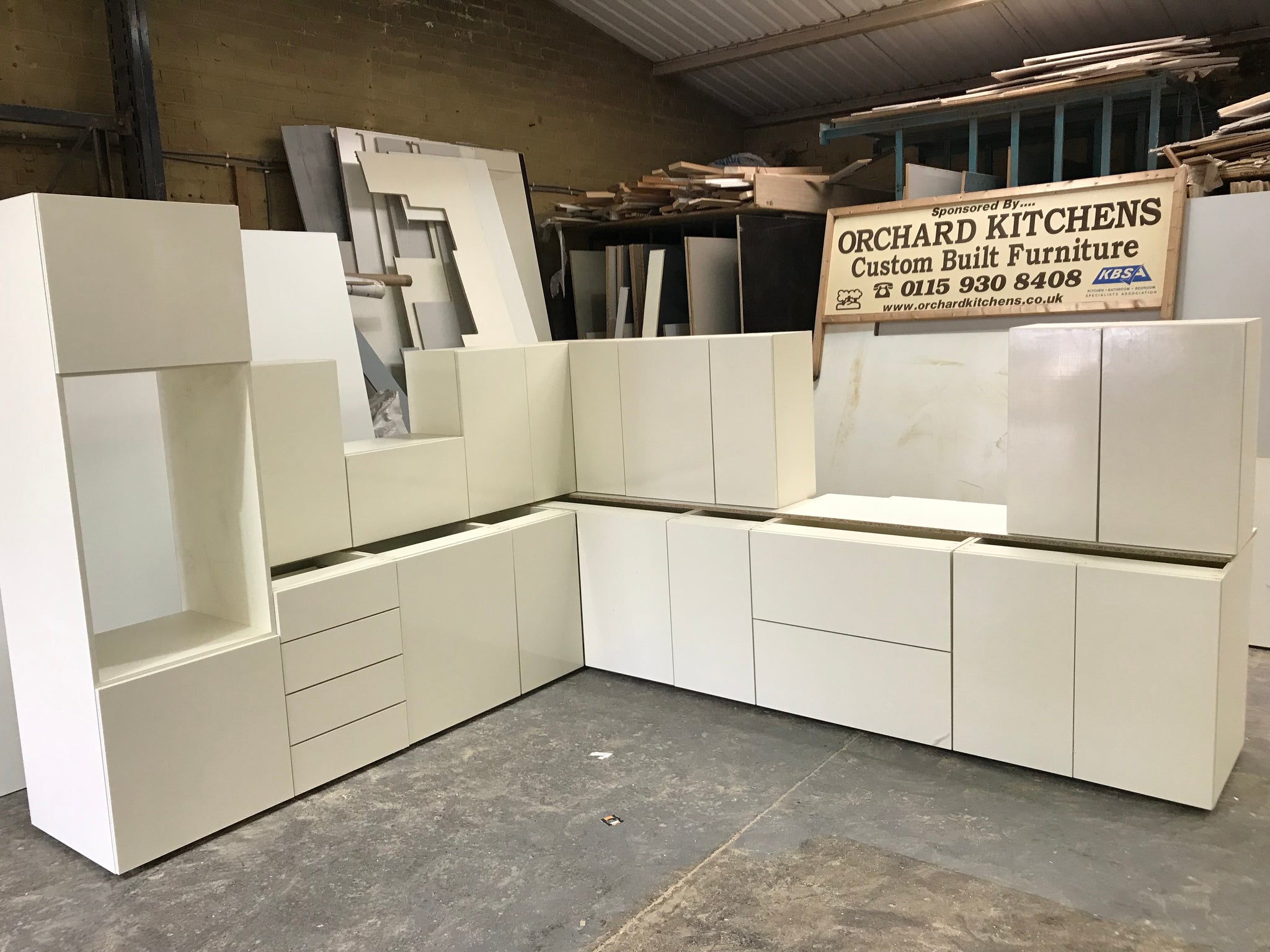 NEW IVORY MATT DISPLAY KITCHEN with Ivory matching textured units