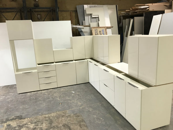 NEW IVORY GLOSS DISPLAY KITCHEN with Ivory matching textured units